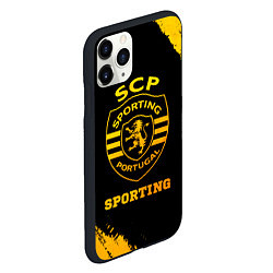 Чехол iPhone 11 Pro матовый Sporting - gold gradient, цвет: 3D-черный — фото 2