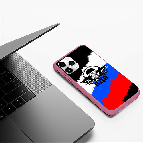 Чехол iPhone 11 Pro матовый ВДВ - герб и триколор / 3D-Малиновый – фото 3