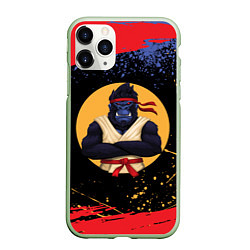 Чехол iPhone 11 Pro матовый Карате горилла, цвет: 3D-салатовый