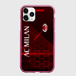 Чехол iPhone 11 Pro матовый Ac milan Соты, цвет: 3D-малиновый