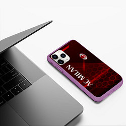Чехол iPhone 11 Pro матовый Ac milan Соты, цвет: 3D-фиолетовый — фото 2