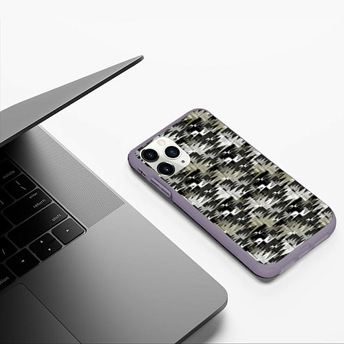 Чехол iPhone 11 Pro матовый Абстрактный камуфляжный / 3D-Серый – фото 3