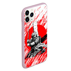 Чехол iPhone 11 Pro матовый Самурай в стойке на крови, цвет: 3D-розовый — фото 2