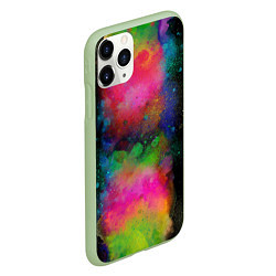 Чехол iPhone 11 Pro матовый Разноцветные брызги кляксы, цвет: 3D-салатовый — фото 2