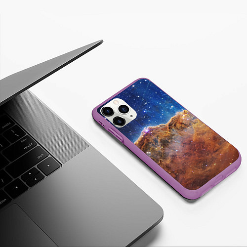 Чехол iPhone 11 Pro матовый Туманность Киля / 3D-Фиолетовый – фото 3