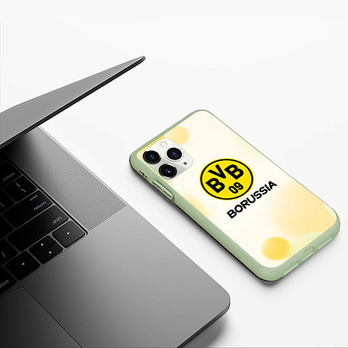 Чехол iPhone 11 Pro матовый Borussia Абстракция кружочки / 3D-Салатовый – фото 3