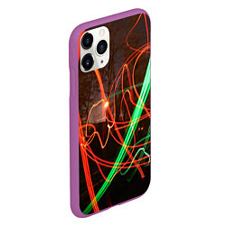 Чехол iPhone 11 Pro матовый Абстрактные улица и зелёно-красные лучи, цвет: 3D-фиолетовый — фото 2