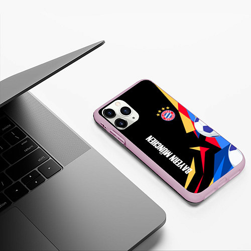 Чехол iPhone 11 Pro матовый Bayern munchen Sport - цветные геометрии / 3D-Розовый – фото 3