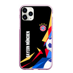 Чехол iPhone 11 Pro матовый Bayern munchen Sport - цветные геометрии, цвет: 3D-розовый