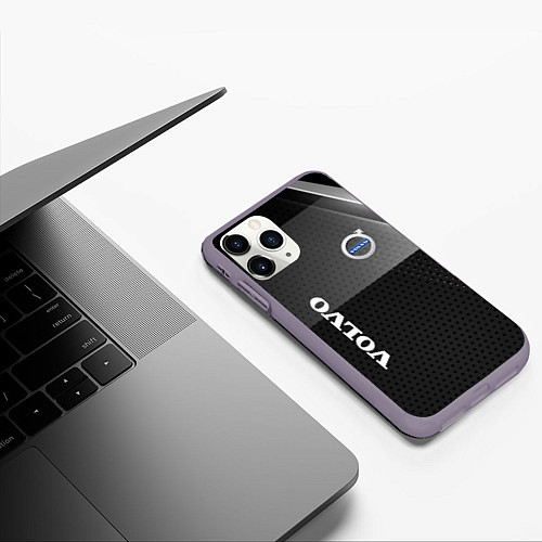 Чехол iPhone 11 Pro матовый Volvo Абстракция / 3D-Серый – фото 3