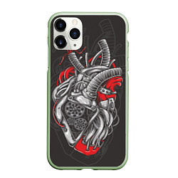Чехол iPhone 11 Pro матовый Механическое сердце стимпанк, цвет: 3D-салатовый