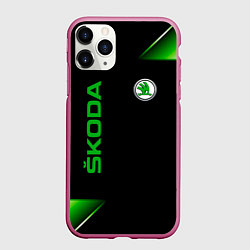 Чехол iPhone 11 Pro матовый Skoda Sport Абстракция, цвет: 3D-малиновый