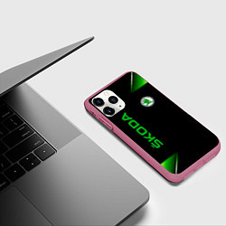 Чехол iPhone 11 Pro матовый Skoda Sport Абстракция, цвет: 3D-малиновый — фото 2