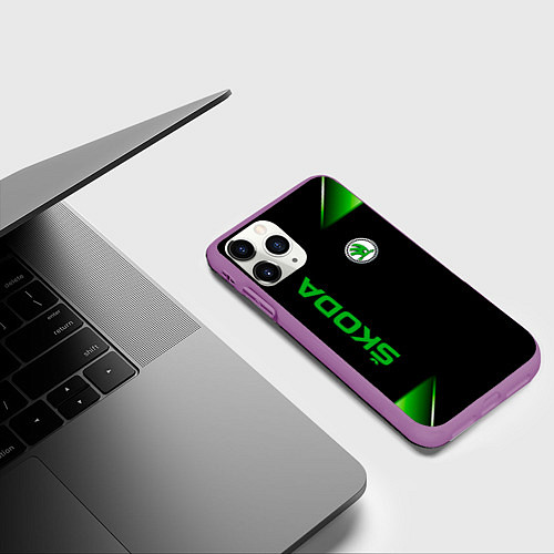 Чехол iPhone 11 Pro матовый Skoda Sport Абстракция / 3D-Фиолетовый – фото 3