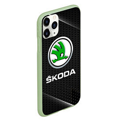 Чехол iPhone 11 Pro матовый Skoda Абстракция, цвет: 3D-салатовый — фото 2