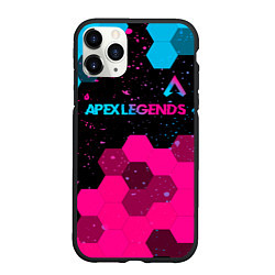 Чехол iPhone 11 Pro матовый Apex Legends - neon gradient: символ сверху, цвет: 3D-черный