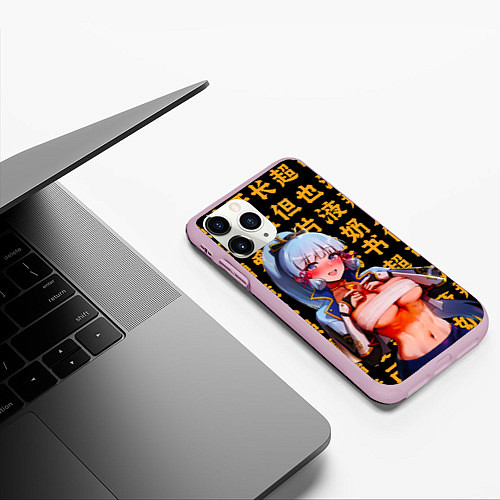 Чехол iPhone 11 Pro матовый Камисато Аяка - Геншин Импакт / 3D-Розовый – фото 3