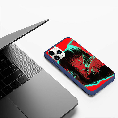 Чехол iPhone 11 Pro матовый Chainsaw-man : Аса Митака / 3D-Тёмно-синий – фото 3