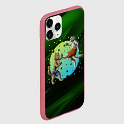 Чехол iPhone 11 Pro матовый Кошачий бой - карате, цвет: 3D-малиновый — фото 2