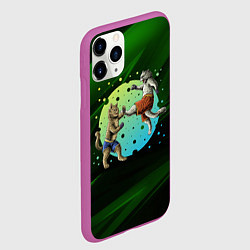 Чехол iPhone 11 Pro матовый Кошачий бой - карате, цвет: 3D-фиолетовый — фото 2