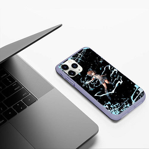 Чехол iPhone 11 Pro матовый Микото в деле - Некий научный Рейлган / 3D-Светло-сиреневый – фото 3