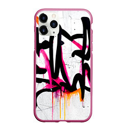 Чехол iPhone 11 Pro матовый Крупные граффити узоры, цвет: 3D-малиновый