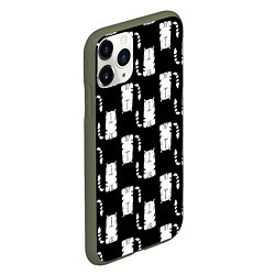 Чехол iPhone 11 Pro матовый Полосатые Перевёрнутые Коты, цвет: 3D-темно-зеленый — фото 2
