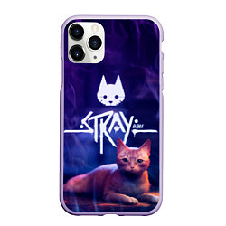 Чехол iPhone 11 Pro матовый Stray кот - дымок - neon, цвет: 3D-светло-сиреневый