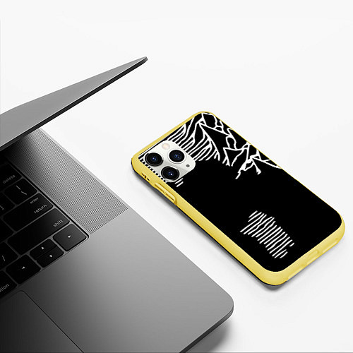 Чехол iPhone 11 Pro матовый Joy Division - неровность горы / 3D-Желтый – фото 3