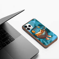 Чехол iPhone 11 Pro матовый Бизнес-ланч лягухи, цвет: 3D-коричневый — фото 2
