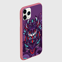 Чехол iPhone 11 Pro матовый Японский стиль- узорная маска, цвет: 3D-малиновый — фото 2