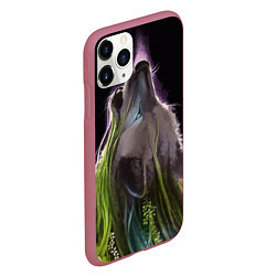Чехол iPhone 11 Pro матовый Волчица - друид, цвет: 3D-малиновый — фото 2