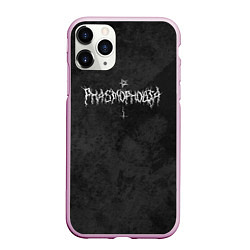 Чехол iPhone 11 Pro матовый Phasmophobia пентаграмма и крест на сером фоне, цвет: 3D-розовый