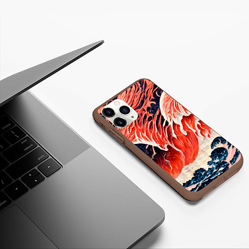 Чехол iPhone 11 Pro матовый Великая красная волна / 3D-Коричневый – фото 3