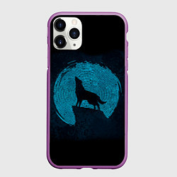 Чехол iPhone 11 Pro матовый Силуэт волка, цвет: 3D-фиолетовый