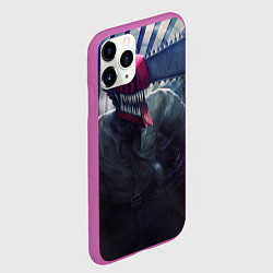Чехол iPhone 11 Pro матовый Опасный человек-бензопила, цвет: 3D-фиолетовый — фото 2