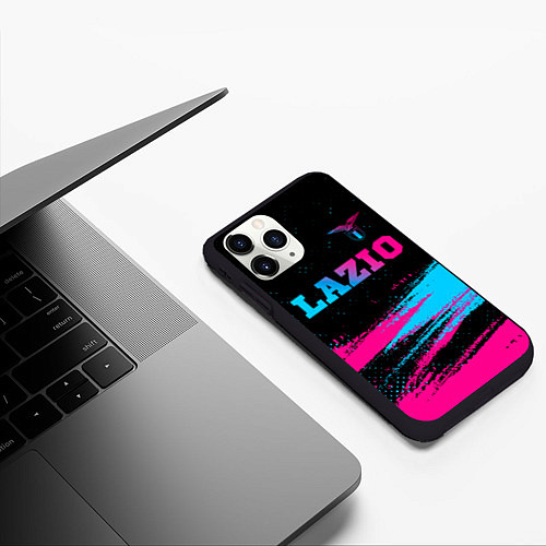 Чехол iPhone 11 Pro матовый Lazio - neon gradient: символ сверху / 3D-Черный – фото 3