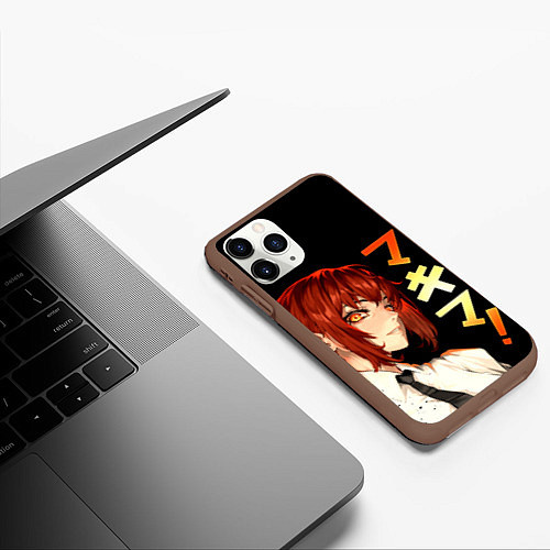 Чехол iPhone 11 Pro матовый Демон контроля - Человек-бензопила / 3D-Коричневый – фото 3