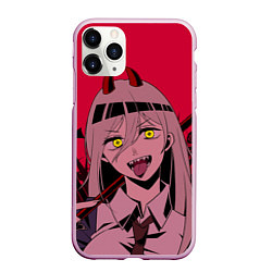 Чехол iPhone 11 Pro матовый Человек-бензопила : Паэур с рожками, цвет: 3D-розовый