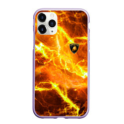 Чехол iPhone 11 Pro матовый Lamborghini - яркие молнии, цвет: 3D-светло-сиреневый