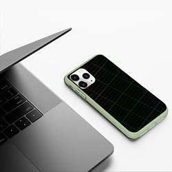 Чехол iPhone 11 Pro матовый Радужная сетка - текстура, цвет: 3D-салатовый — фото 2