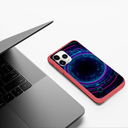 Чехол iPhone 11 Pro матовый Неоновый тоннель - портал, цвет: 3D-красный — фото 2