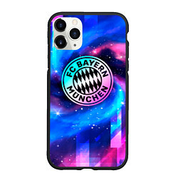 Чехол iPhone 11 Pro матовый Bayern неоновый космос, цвет: 3D-черный