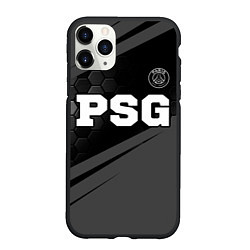 Чехол iPhone 11 Pro матовый PSG sport на темном фоне: символ сверху, цвет: 3D-черный