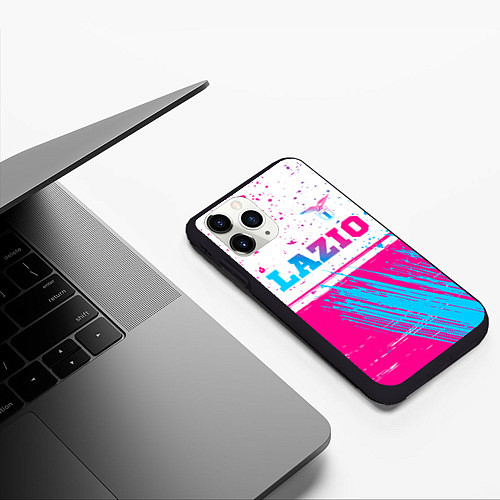 Чехол iPhone 11 Pro матовый Lazio neon gradient style: символ сверху / 3D-Черный – фото 3