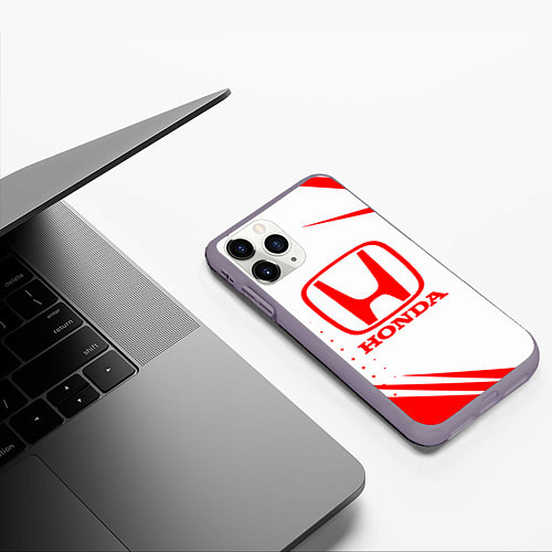 Чехол iPhone 11 Pro матовый Honda - sport / 3D-Серый – фото 3