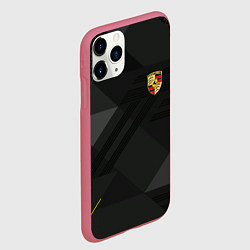 Чехол iPhone 11 Pro матовый Porsche - logo, цвет: 3D-малиновый — фото 2