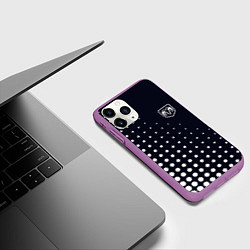 Чехол iPhone 11 Pro матовый Dodge - абстракция кружки, цвет: 3D-фиолетовый — фото 2