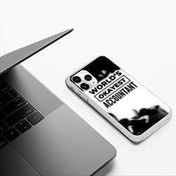 Чехол iPhone 11 Pro матовый Worlds okayest accountant - white, цвет: 3D-белый — фото 2