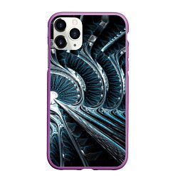 Чехол iPhone 11 Pro матовый Кибернетический абстрактный тоннель, цвет: 3D-фиолетовый